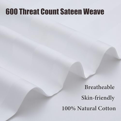 Image of 100% Cotton Toddler Pillow Protectors with Invisible Zipper, 600 Thread Count Sateen Wave Soft Breathable Hypoallergenic Nursery Pillowcases for Kids, 13x18 Inches, Set of 2