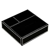 UnionBasic Flat 3-Slot Small PU Leather Drawer Tray Desk Stationery Sundries Gadget Organizer Storage Box Business Card Holder Key Container (Brown)