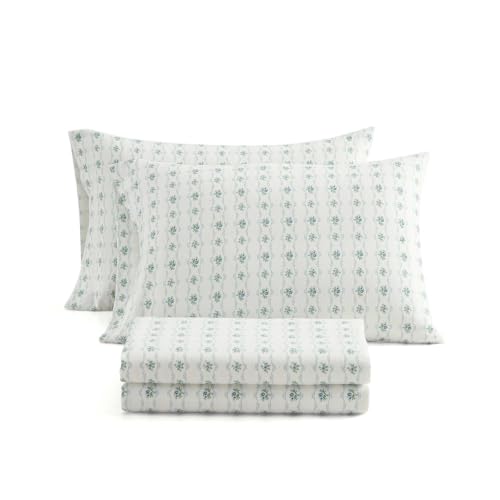 Image of Martha Stewart - Full Cotton Flannel Sheet Set with Pillowcases | Brushed Feel, Breathable Comfort, Deep Pocket Fit, Fully Elasticized Edge, Self-Hem Finish, Machine Washable