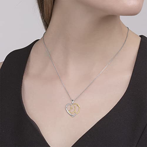 Sterling Silver Dog Necklace - Cute Heart Dogs Pendant Puppy Animal Jewelry Gifts for Women Puppy Lovers2