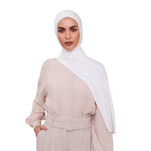 Kiran Fashion Premium Quality Jersey Scarf Shawl Wrap Hijab Stretchy Lycra Big Long Maxi Plain (White)