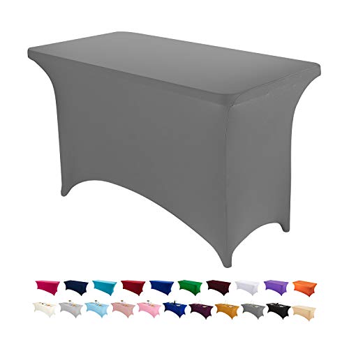 Image of Peomeise 4FT Spandex Table Cover Rectangular Stretch Spandex Tablecloth (Gray,4FT)