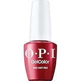 OPI GelColor Red Hot Rio | Opaque Bright Warm Ruby Red Crème LED Cure Gel Nail Polish | Salon-Quality Shine, Long-Lasting Wear | Vegan & HEMA Free | 0.5 Fl Oz