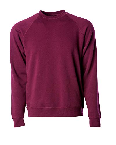 Mens Long-Sleeve Classic Crewneck Sweatshirt Lightweight Ultra Soft Crew Sweater Maroon