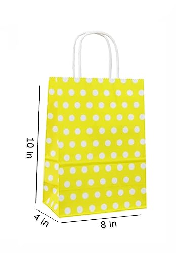 Image of Gitanjali Paper Curves Gift Bags- 10pcs 8x4x10 inch Polka Dots Small Paper Bags with Handles, Party Favor Candy Goodie Treat Bags, Paper Carry Bags for Return Gifts (Medium-Polka Dots, Pack of 10)
