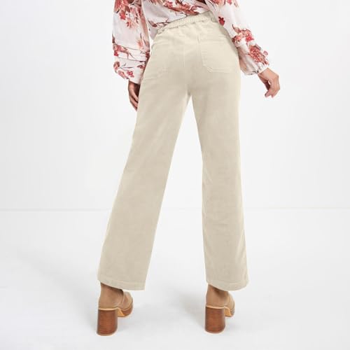 Corduroy Pants Women Straight Leg Elastic Waist Work Pants Casual Loose Ankle Jeans Vintage Teacher Pants with Pockets4