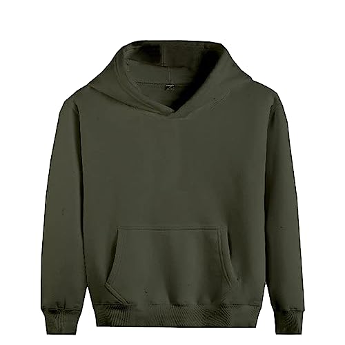 Vasego Boys Girls Plain Coloured Hoodie Jacket Kids Children Pockets Warm Hoody Hooded Sweatshirt Outerwear Tops UK (as8, age, 5_years, 6_years, regular, Army Green)