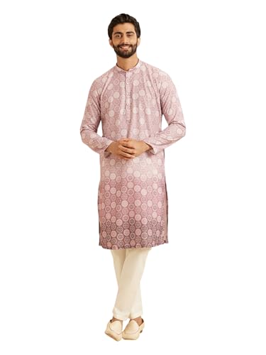 Kurta ensemble de pyjama pour homme en coton mélangé rose XL