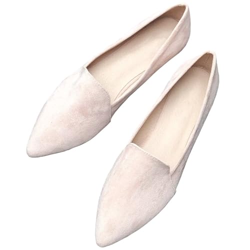 TANGNEST Women Fashion Pointed Toe Rhinestone Dress Shoes Comfortable Flat Ballet Shoes