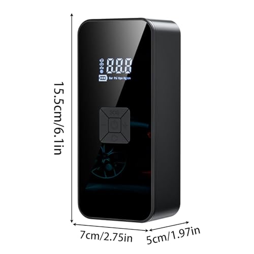 Ruwshuuk Digitale autoluchtpomp, bandenpomp, draagbare luchtcompressor, Digitale luchtcompressor 12V draagbare bandenpomp, Elektrische bandenpomp Bedrade luchtpomp met manometer voor auto en fiets - Afbeelding 6