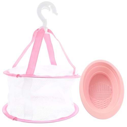 FOYTOKI 1 Set Makeup Brush Cleaning Bowl Set Makeup Brush Cleaner Mat Pad for Sponge Eyebrow Pencil Large Capacity Drying Net for Beauty Tools