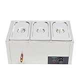 Bain Marie Food Warmer 3-Pan Food-Grade Electric Buffet Warmer Container Commercial Countertop Steam Table Food Warmer for Catering, Restaurants, Party Buffets 850W 7.3Qt/Pan