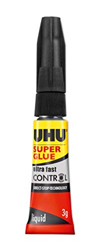 Uhu Super Glue Control, Extra Fast And Strong Liquid, Clean And Precise Application,No Spill Mechanism Tube, 3G, Transparent