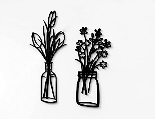 5 pezzi fiore decorazione della parete arte fiore in vaso largo decorazione della parete giardino metallo appeso a parete per la primavera home office decorazione della parete inaugurazione della casa
