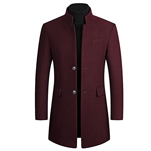 Image of Lu's Chic Men's Single Breasted Trench Coat Button Down Overcoat Warm Dress Pea Coats