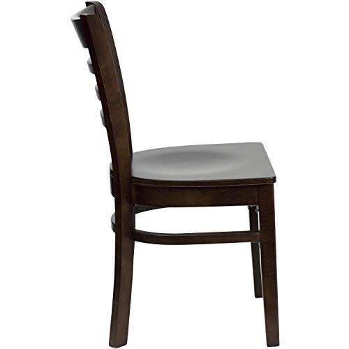 Image of Flash Furniture 2 Pack HERCULES Series Ladder Back Walnut Wood Restaurant Chair