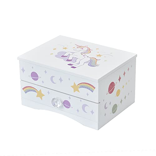 Aliz Unicorn Music Jewelry Box For Girls - Wooden Jewelry Storage Box With Glittery Unicorn And Shooting Stars Design - Charming Room Decor And Childhood Memories Keepsake Box For Girls And Teens #TOP2
