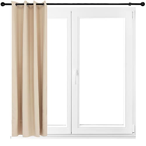 Sunnydaze 52 x 107.5-Inch Indoor/Outdoor Room-Darkening Curtains with Grommet Top - Includes Tieback - Beige