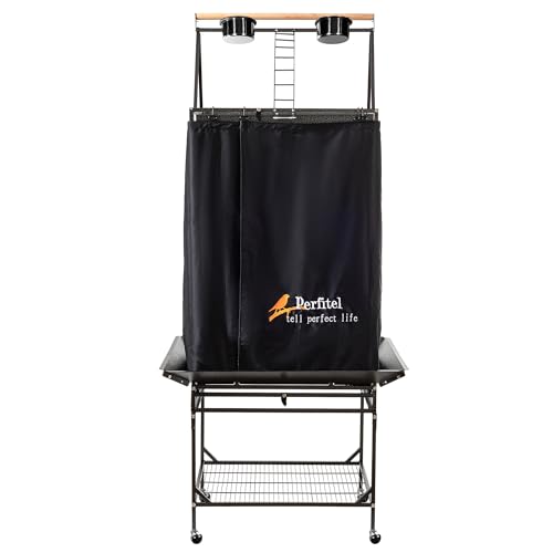 Perfitel Bird Cage Cover(Black) Good Night Birdcage Cover Black-Out Birdcage Cover Durable Breathable Washable Material (61 inch)