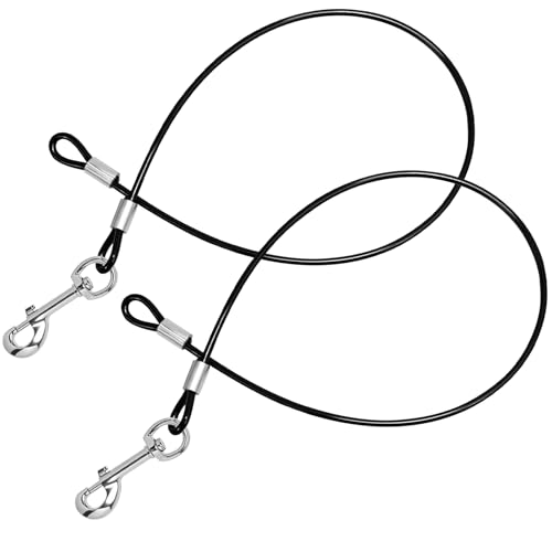 2 Pack Chew Proof Metal Dog Cable Lead, No Tangle Dog Leash Extender Leads for Small Medium Dogs Collar Harness (Single Hook)