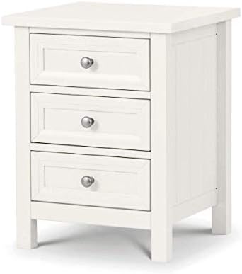 Julian Bowen Maine 3 Drawer Bedside, Surf White, Height: 61, Width: 48, Depth: 44cm