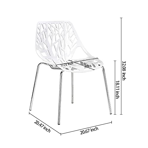 Canglong Modern Mid Century Plastic Shell Hollow Matal Legs Dining Chairs, 4 Pcs Pack-Light, White 1 #TOP2
