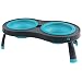Dexas Popware for Pets Double Elevated Pet Feeder, Small, Gray/Blue