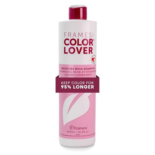 Framesi Color Lover Moisture Rich Shampoo - Hydrating Shampoo for Color Treated Hair - Sulfate Free Shampoo for Dry Hair - Moisturizing Shampoo with Quinoa Aloe Vera Shea Butter (16.9 Fl Oz)