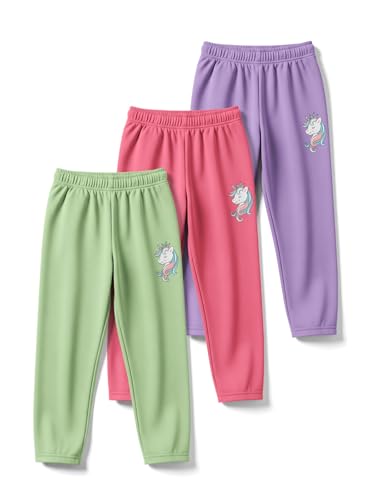 Image of HELLCAT Printed Track Pants for Girls | Blended Cotton Feel Lower | Night Pants & Track Pant Pants | Sizes 3-16 Years | Pack of 3