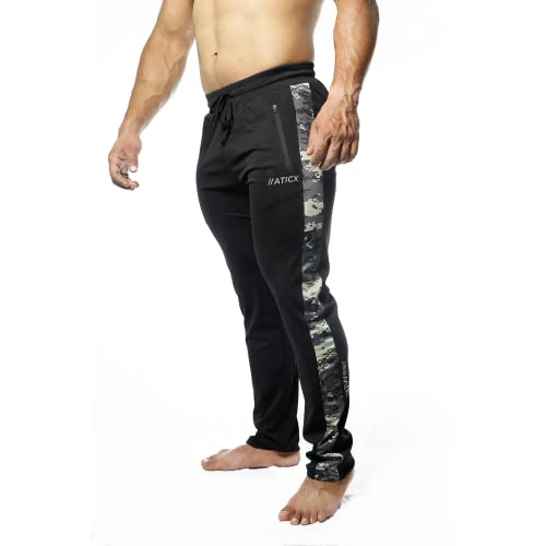 Image of ATICX Men's Slim Fit Polyester Track Pants - 4 Way Stretch Lycra Lower for Sports, Running, Gym with 2 Zip Pockets