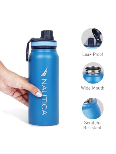Image of NAUTICA Premium Leak-Proof Insulated Water Bottle - 1pc (Fender)| 750ml | Stainless Steel Flask with 24 Hours Temperature Retention | Ideal for Travel, Gym, Office Use Austin Solid-lightblue