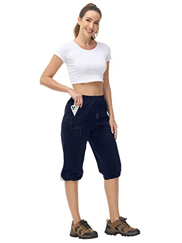 Cargo Capris For Women With Pockets Hiking Pants For Women Lightweight Quick Dry Outdoor Athletic Workout Travel Womens Capri Pants For Summer Casual Stretch With Zipper Pockets #TOP1