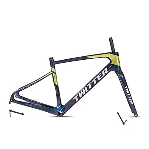 HIMALO Road Bike Frameset Carbon Off-Road Racing Frame Set 100/142mm Thru Axle Disc Brake Frame 45/48/51/54cm Internal Routing(Yellow,48CM)