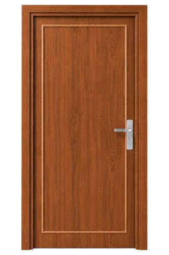 Image of PVC Door with Frame, 30 mm Thick, 27 x 81 Inches (2.25 x 6.75 ft), Wooden Brown Color, Waterproof, Termite Resistant, 550 Density, 12 kg