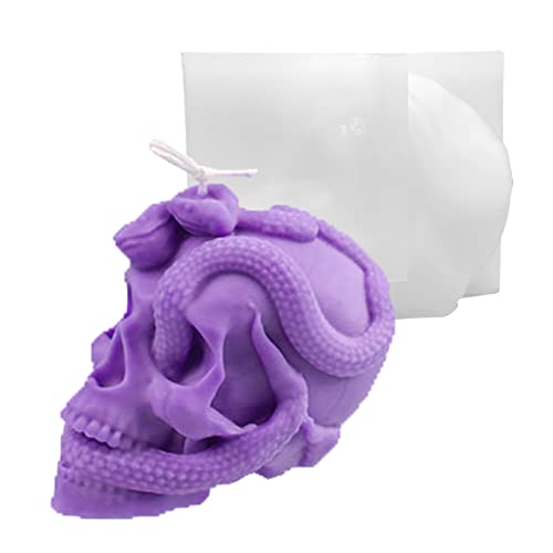 Skull Candle Mold 3D Snake Winding Shape Silicone Resin Mold For Aromatherapy Candles Homemade Wax Making Polymer Clay Diy Craft #TOP6