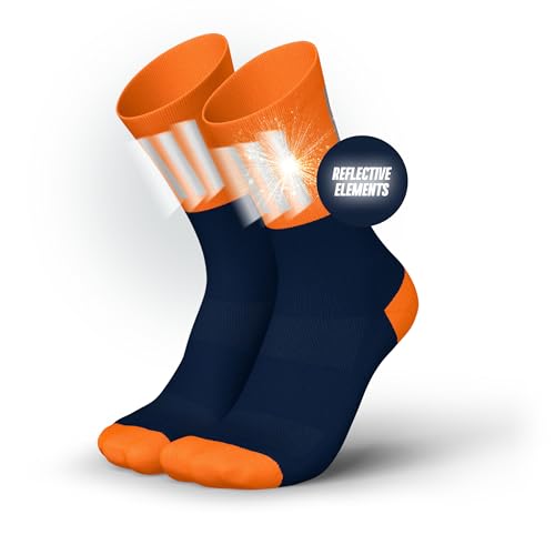 INCYLENCE High-Viz Laufsocken mit Reflektoren – funktionell und atmungsaktiv für maximale Sichtbarkeit, 1 Paar (DE/NL/SE/PL, Numerisch, 39, 42, Regular, Regular, V3 Blue Orange)