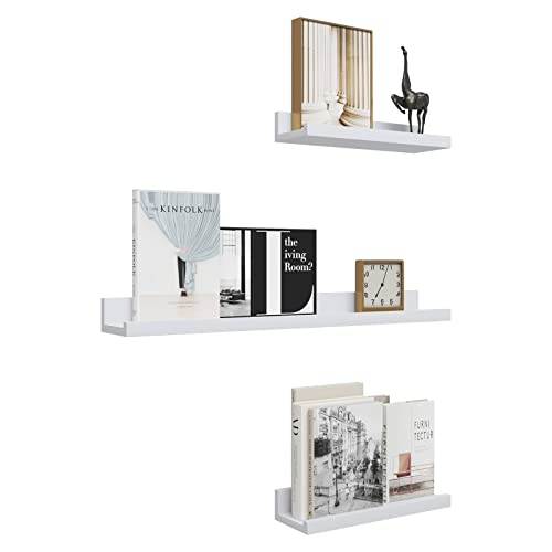 WOLTU Bilderleiste 3er Set Fotoleiste Bilderregal Wandregal Bild Magazin Fotohalter modern in Weiss RG9491ws