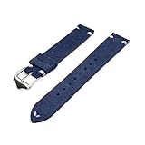 HMFANG Cinturini For Orologi Vintage In Pelle Scamosciata Sostituzione Cinturini 20mm 22mm(Blue-White line,20mm)