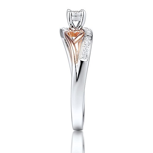 Diamond Promise Ring In 10K Rose Gold And Sterling Silver 1/10 Cttw - Ring Size 7 #TOP5