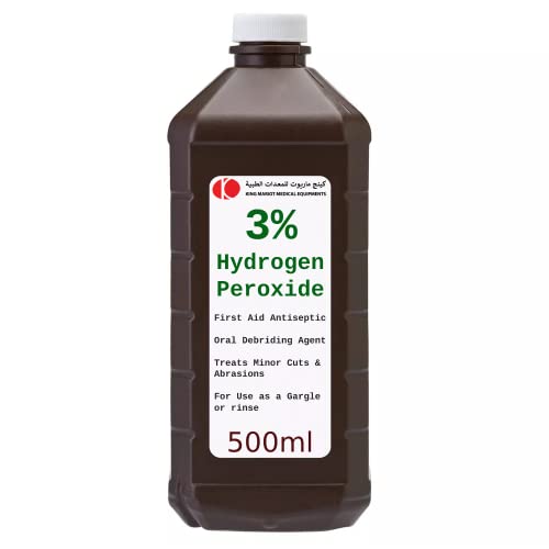 King Mariot Medical Equipments 3% Hydrogen Peroxide Solution 500ml For Acne Scars Mild Disinfectant and Cleaning Agent | Fragrance Free | Safely Packaged