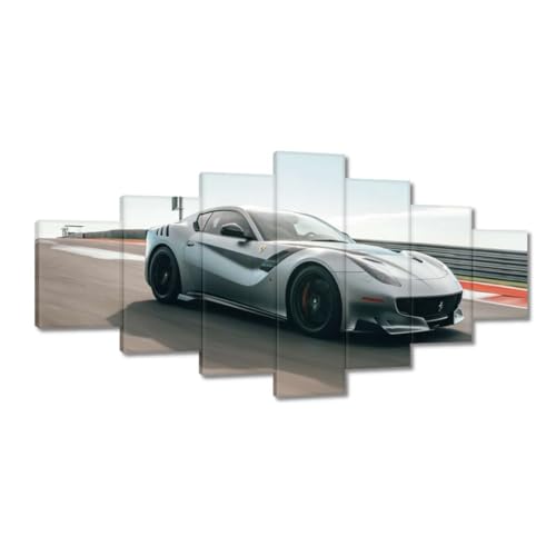 Tableau voiture de sport sur piste de course deco murale salon moderne toile xxl 210x100
