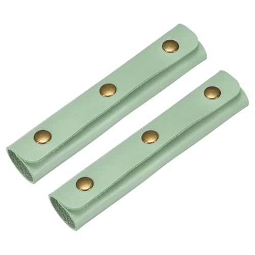 TIXIPEM 2PCS Handbag Handle Wrap Cover 5in/13cm Leather Lake Green