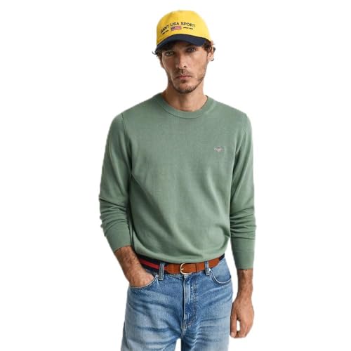 GANT Herren Classic Cotton C-Neck Pullover, Kalamata Green, L