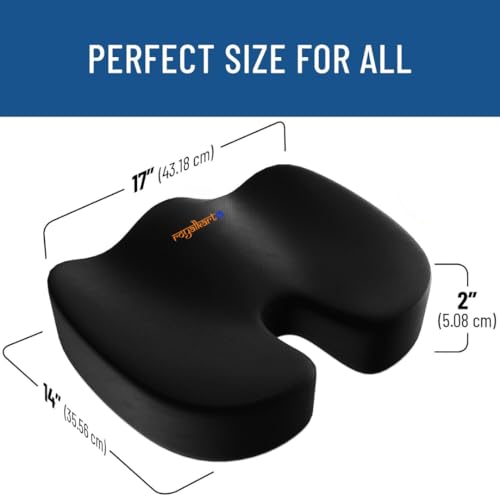 Image of Royalkart Ultimate Coccyx Seat Cushion with Cooling Effect Memory Foam & Orthopedic Design for Tailbone and Lower Back Pain, Muscular Stress, Ergonomic U-Shaped Hip Support Pillow