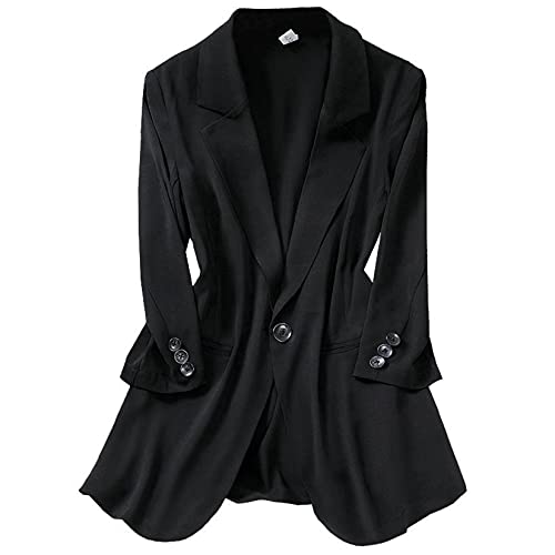 Dawwoti Blazer feminino de manga longa com um botão Shrug Suit de manga longa justa blazer cardigã,