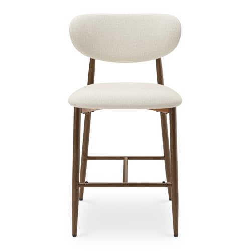 Image of MALOL Bar Stools Set of 1, Counter Height bar stools, Kitchen Bar Stools with Backs, Modern Upholstered, Modern Bar Stools with Metal Legs for Kitchen Island, Counter, Beige