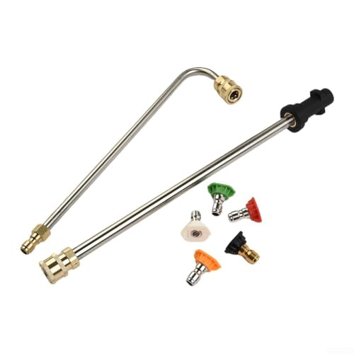 Para Karcher K2-K7, 74 cm de acero inoxidable en ángulo vara de canalón y 5 boquillas, 4000 PSI kit de limpieza de lanza de extensión de lavadora a presión