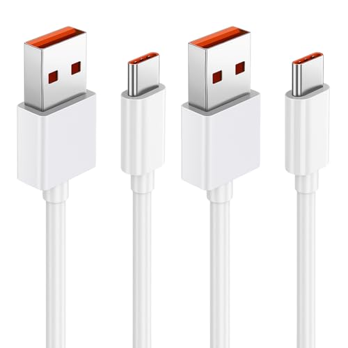 NUDVMUCH 2 Pack 120W 6A Cable USB Tipo C（2M）para Note 14/13/12/11s/11/13 Pro/8 9 Pro 9T, Carga Rápida USB a USB C Cable para 14 Ultra Pad 5 6 POCO X6/X5/C65/M5/X4/F3, Carga Turbo Rápida