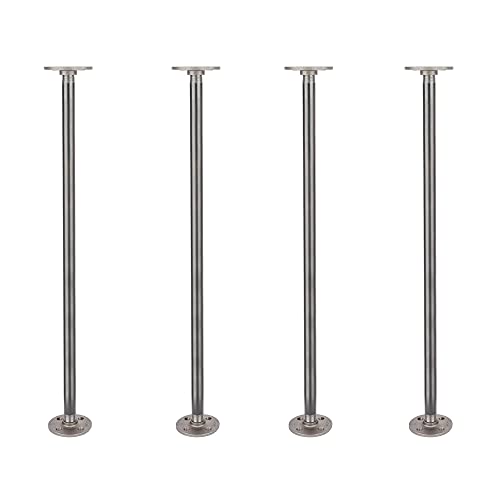 PIPE DECOR ½ in. x 24 in. Round Flange Pipe Table Legs (4 Pack), Industrial Steel Grey Fittings and Authentic Steel Plumbing Pipe, DIY Side Table Leg Kit with Hardware