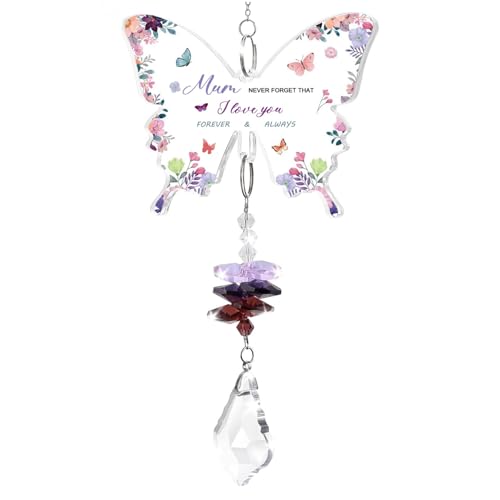 Butterfly Mother Day for Mum Gifts, Crystal Suncatcher Gifts Best Mother Ever Birthday Gifts Christmas Anniversary Graduation Gifts (butterfly)